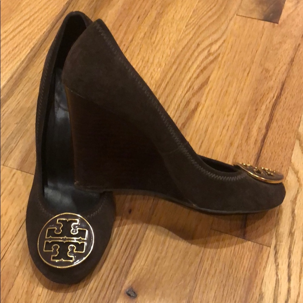 Tory Burch brown suede wedges